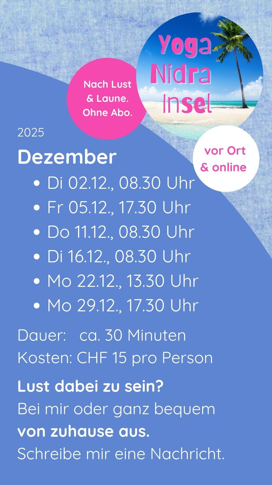 Yoga Nidra Insel Daten Dezember 2025