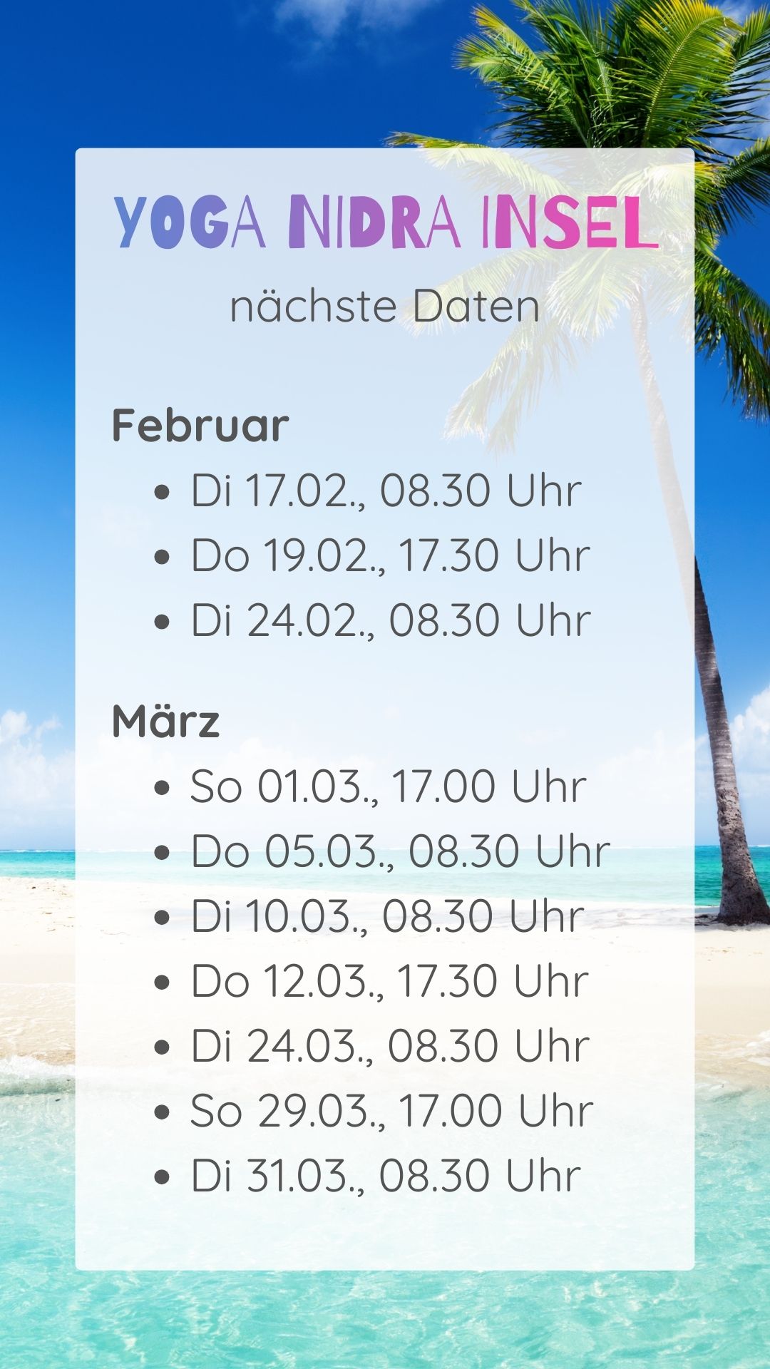 Yoga Nidra Termine Februar/März